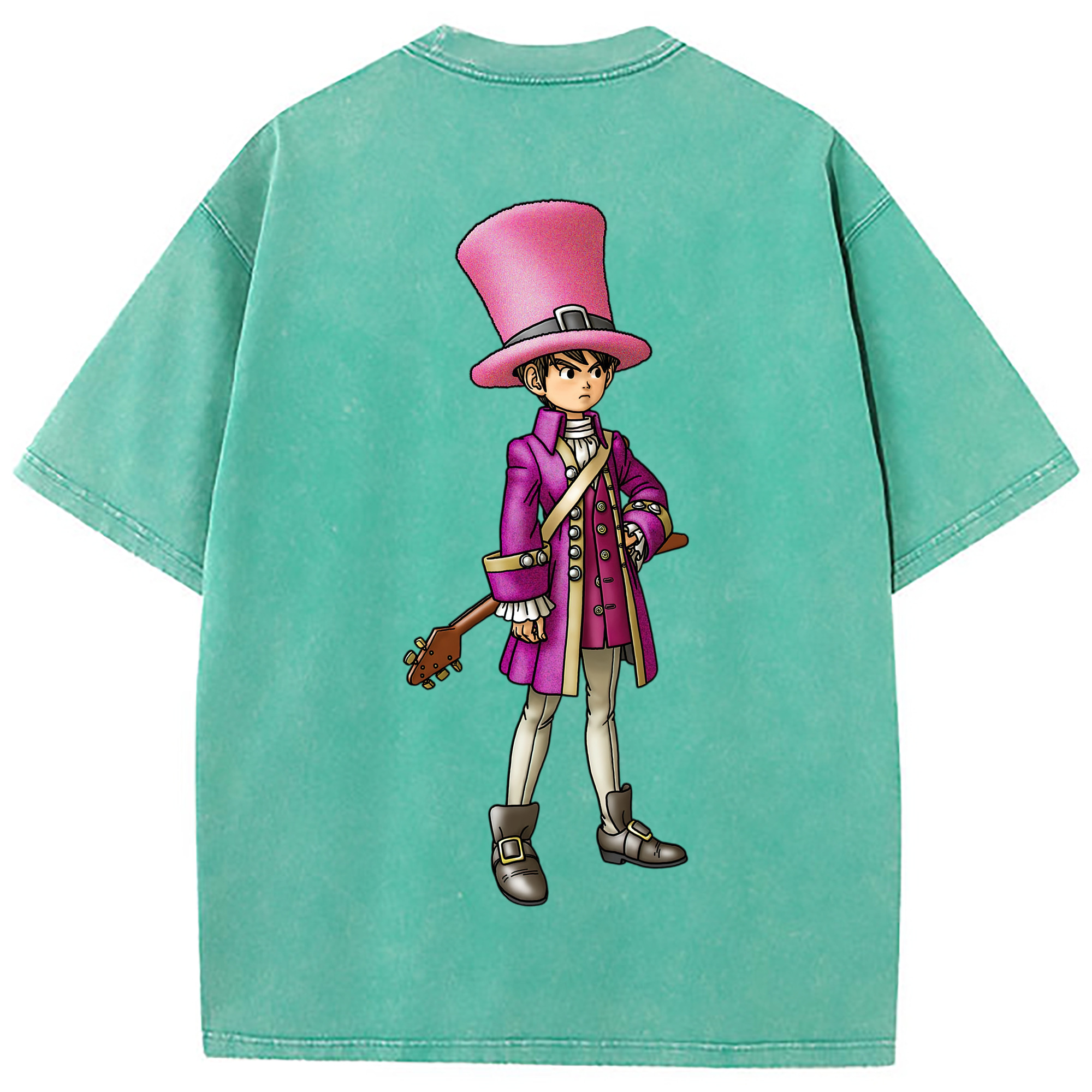 （画像用） ドラゴンクエスト Doragon Kuesuto Dragon Quest 綿100% ヴィンテージ風 半袖Tシャツ（背面プリント）